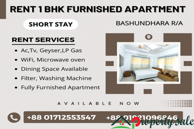 Rent Furnished One Bedroom Flat In Bashundhara R/A.