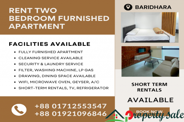 Furnished 2 Bedroom Serviced Flats RENT In Baridhara.