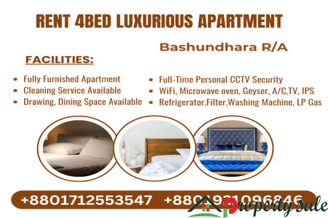 Luxurious 4 Bedroom Apartment for Rent in Bashundhara R/A