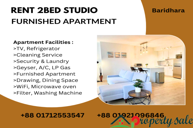 Furnished 2 Bed Studio Apartment RENT in Baridhara.